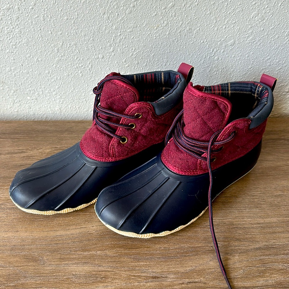 Gypsy Jazz Duck Boots - Size 7 - Red Plaid